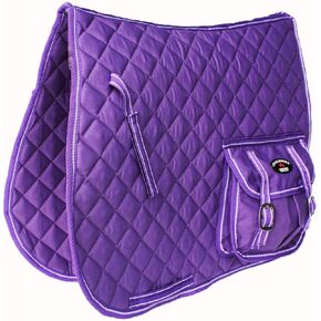 CHALLENGER Horse Quilted English All-Purpose Saddle Pad Purple w/Pockets 7285