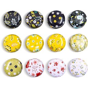12Pcs Thick Mini Candle Tins, Colorful Empty Tin Jars with Lids, Lip Balm Containers, Salve Tins, Small Pill Box, Travel Tin Cans for Medicine Candy Jewelry, Flower