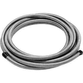 20FT 6AN Fuel Line Hose AN6 3/8" Silver Stainless Steel Braided Universal CPE Tube Oil Fuel Gas Hose