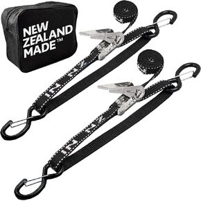 Stainless Boat Tie Down Straps to Trailer (Pack of 2) - 2,400lbs Break - 1" x 2.5’ Heavy Duty Ratchet Boat Straps UV Treated Boat Transom Tie Down Straps Jet Ski Tie Down Straps - Made in New Zealand in Kuwait