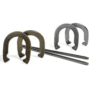 Franklin Sports Horseshoes Sets - Metal Horseshoe Game Sets for Adults + Kids - Official Weight Steel Horseshoes - Beach + Lawn Horseshoes Sets - Sets Include (4) Horseshoes and (2) Ground Stakes
