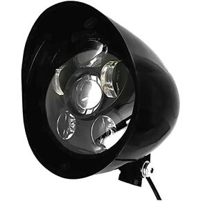 5.75" LED Motorcycle Headlights w/ Aluminum Visor Clear Lens 5 3/4 inch Bullet Vintage Head Light Lamp for Harley Sportster Dyna Softail Bobber Chopper Honda Yamaha Suzuki Kawasaki Custom Chrome
