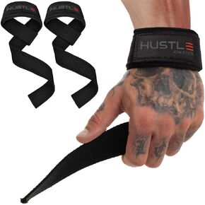 Hustle Lifting Straps Gym Wrist Wraps - 24" Strong Cotton Weightlifting Wrist Straps To Support Grip and Lift Heavier - Ultimate Workout Deadlift Straps for weight lifting
