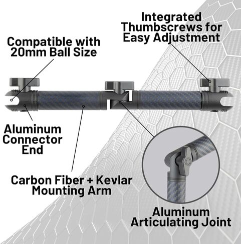Bulletpoint Locking Adjustable Carbon Fiber Kevlar Mounting Arm with Articulating Joint Dual 20mm Socket Ends (7cm-to-1cm) in Saudi Arabia