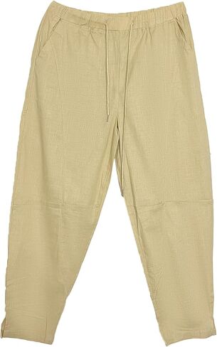 Men's Linen Harem Pants Elastic Waist Cotton Pants Drawstring Loose Trousers in Saudi Arabia