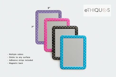 Ethiques Magnetic/Multi Surface Locker Mirror(Black Polka) 5" x 7" Small Mirror for Locker, School Locker, Travel & Luggage, Bathroom, Household, Locker Accessory, Toolbox or Office Cabinet in Saudi Arabia