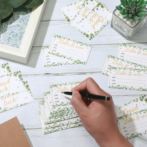300 Pcs Greenery Enter to Win Raffle Tickets Cards 3.5 x 2 Inch Eucalyptus Entry Form Ticket Cards for Contest, Auction, Ballot Box with Space for Name, Email Address Phone Number Fields (300) in Saudi Arabia
