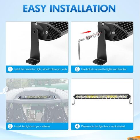 Nilight قطعتان من دعامات التثبيت الجانبية العالمية القابلة للتعديل والمتوافقة مع شريط إضاءة LED المستقيم أو المنحني، ضمان لمدة عامين، أسود in Kuwait