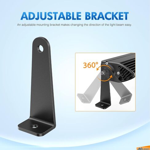 Nilight 2PCS Universal Side-Mounted Brackets Adjustable Compatible with Straight or Curved Led Light Bar, 2 Years Warranty,Black in Saudi Arabia