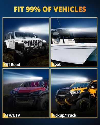 شريط إضاءة LED مقاس 20 بوصة من NAOEVO، قضبان LED للضباب/الطرق الوعرة/أضواء القيادة، مجموعة مصابيح عمل LED بقدرة 42000 لومن لشاحنة السيارة ATV UTV قارب جيب عربة الجولف، قطعة واحدة (أبيض) in Kuwait