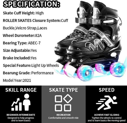 زلاجات دوارة للأولاد والبنات، فلاش على جميع العجلات الثمانية، مع مقاسات قابلة للتعديل لهدايا التزلج الدوارة المفضلة للأطفال in Kuwait