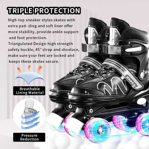 زلاجات دوارة للأولاد والبنات، فلاش على جميع العجلات الثمانية، مع مقاسات قابلة للتعديل لهدايا التزلج الدوارة المفضلة للأطفال in Kuwait