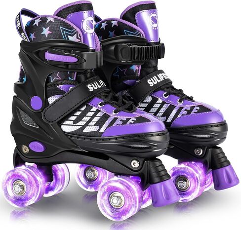 SULIFEEL Letter Adjustable 4 Size Kids Roller Skates for Girls and Boys, Beginner Skates All 8 Light up Wheels Sports for Indoor Outdoor in Saudi Arabia