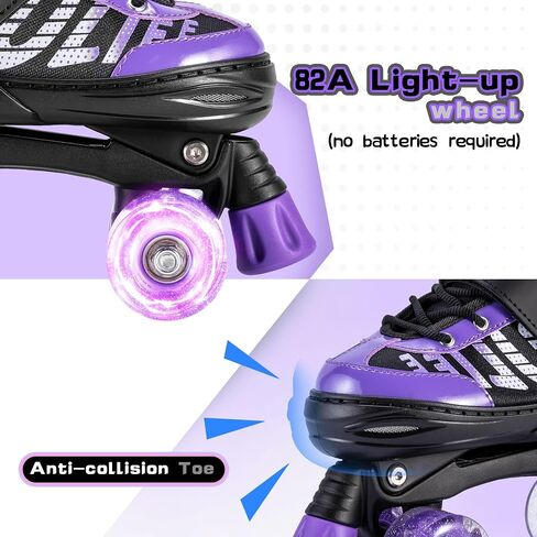 SULIFEEL Letter Adjustable 4 Size Kids Roller Skates for Girls and Boys, Beginner Skates All 8 Light up Wheels Sports for Indoor Outdoor in Saudi Arabia