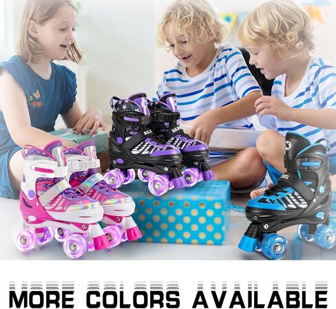 SULIFEEL Letter Adjustable 4 Size Kids Roller Skates for Girls and Boys, Beginner Skates All 8 Light up Wheels Sports for Indoor Outdoor in Saudi Arabia