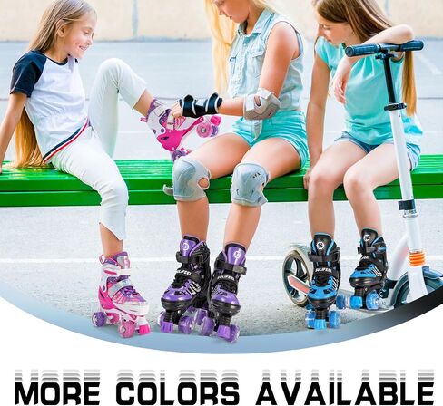 SULIFEEL Letter Adjustable 4 Size Kids Roller Skates for Girls and Boys, Beginner Skates All 8 Light up Wheels Sports for Indoor Outdoor in Saudi Arabia