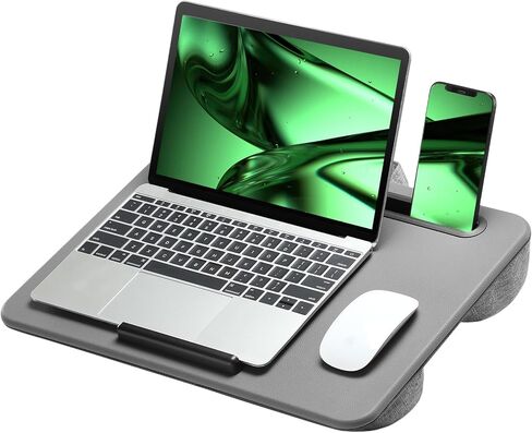 ErGear Lap Desk، مكتب كمبيوتر محمول لأجهزة الكمبيوتر المحمولة حتى 15.6 بوصة، مكتب كمبيوتر محمول مريح مع وسادة، مكتب كمبيوتر محمول مع سطح جلد PU ممتاز وفتحة للكمبيوتر اللوحي، مكتب كمبيوتر محمول خفيف الوزن ومحمول لأجهزة الكمبيوتر المحمولة، EGLD01 in Kuwait