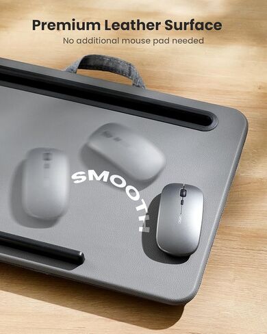 ErGear Lap Desk، مكتب كمبيوتر محمول لأجهزة الكمبيوتر المحمولة حتى 15.6 بوصة، مكتب كمبيوتر محمول مريح مع وسادة، مكتب كمبيوتر محمول مع سطح جلد PU ممتاز وفتحة للكمبيوتر اللوحي، مكتب كمبيوتر محمول خفيف الوزن ومحمول لأجهزة الكمبيوتر المحمولة، EGLD01 in Kuwait