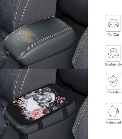Wonderful Halloween Pattern Car Center Console Pad, Car Armrest Cover, Suitable for Most Vehicles, Trucks, SUVs Car Decoration Accessories. (Black) in Saudi Arabia