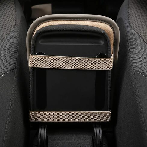 Black Panther PU Leather Auto Armrest Cover Protector Car Center Console Pad Universal Fit Most Vehicle Models - Diamond Gray in Saudi Arabia