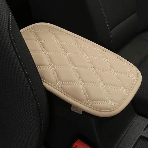 Black Panther PU Leather Auto Armrest Cover Protector Car Center Console Pad Universal Fit Most Vehicle Models - Diamond Gray in Saudi Arabia