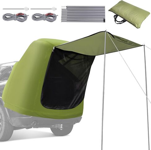 SUV Tailgate Tent, Car Camping Tent with Awning Shade, Car Roof Canopy and Poles, Green Waterproof Car Tent for Outdoor Travel Preferred, Universal Fit Most SUV in Saudi Arabia