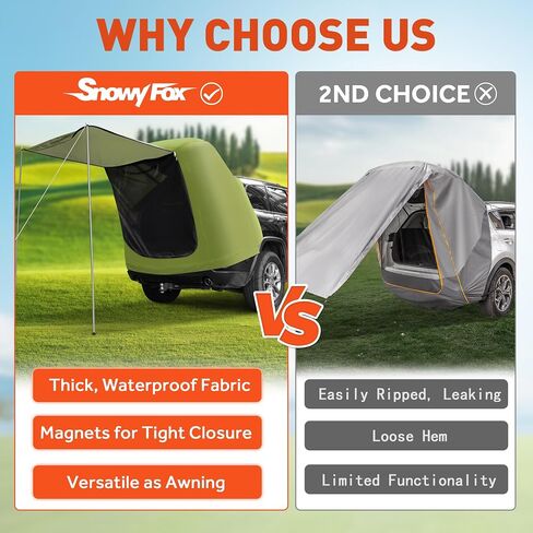 SUV Tailgate Tent, Car Camping Tent with Awning Shade, Car Roof Canopy and Poles, Green Waterproof Car Tent for Outdoor Travel Preferred, Universal Fit Most SUV in Saudi Arabia