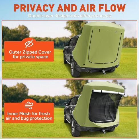 SUV Tailgate Tent, Car Camping Tent with Awning Shade, Car Roof Canopy and Poles, Green Waterproof Car Tent for Outdoor Travel Preferred, Universal Fit Most SUV in Saudi Arabia