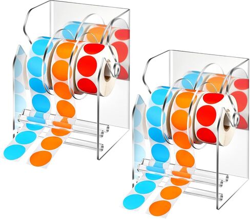 1 Pc Adjustable Label Dispenser 3 Disks Sticker Roll Holder Sticker Dispenser Clear Label Roll Holder Acrylic Tape Dispenser Sticker Holder Organizer Label Stand for Office Home Desktop in Saudi Arabia