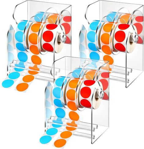 1 Pc Adjustable Label Dispenser 3 Disks Sticker Roll Holder Sticker Dispenser Clear Label Roll Holder Acrylic Tape Dispenser Sticker Holder Organizer Label Stand for Office Home Desktop in Saudi Arabia