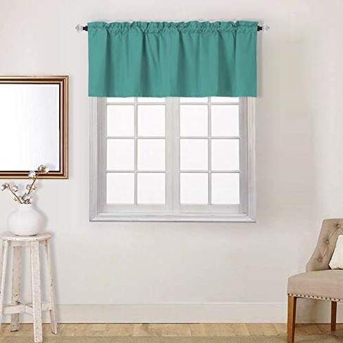 Easy Home Window Valance Curtain for Kitchen Bathroom Living Room, Blackout Treatment Thermal Insulated, 54 x18 Inches Room Darkening Curtain with Rod Pocket, 1 Panel (Black) in Saudi Arabia
