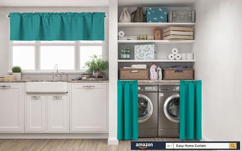 Easy Home Window Valance Curtain for Kitchen Bathroom Living Room, Blackout Treatment Thermal Insulated, 54 x18 Inches Room Darkening Curtain with Rod Pocket, 1 Panel (Black) in Saudi Arabia
