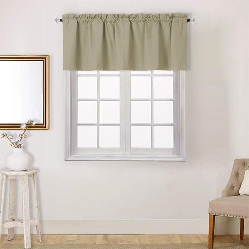 Easy Home Window Valance Curtain for Kitchen Bathroom Living Room, Blackout Treatment Thermal Insulated, 54 x18 Inches Room Darkening Curtain with Rod Pocket, 1 Panel (Black) in Saudi Arabia