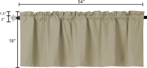 Easy Home Window Valance Curtain for Kitchen Bathroom Living Room, Blackout Treatment Thermal Insulated, 54 x18 Inches Room Darkening Curtain with Rod Pocket, 1 Panel (Black) in Saudi Arabia