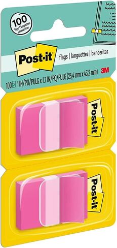 Post-it 680BP2 Standard Page Flags in Dispenser, Bright Pink, 100 Flags/Dispenser in Saudi Arabia