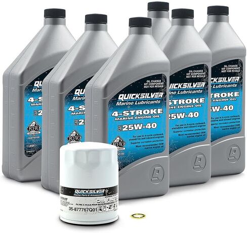 طقم تغيير زيت Quicksilver رباعي الأشواط - لمحركات ميركوري الخارجية - 15، 20، 25، 30، 40، 50، 60، 75، 90، 115، 150، 175، 200، 225، 250، 300، 350، 400 حصان in Saudi Arabia