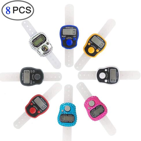 8 قطع من عداد الأصابع، 5 عدادات رقمية LED قابلة لإعادة الضبط، عداد عداد إلكتروني محمول باليد، عداد عداد تعقب للصف والأشخاص والجولف والحياكة، ألوان متنوعة in Kuwait