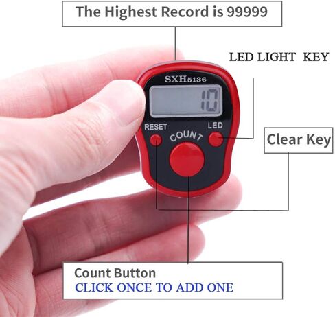 8 قطع من عداد الأصابع، 5 عدادات رقمية LED قابلة لإعادة الضبط، عداد عداد إلكتروني محمول باليد، عداد عداد تعقب للصف والأشخاص والجولف والحياكة، ألوان متنوعة in Kuwait