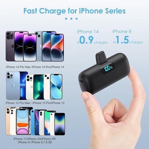 [2 Pack]Small Portable Charger for iPhone,Upgraded 5000mAh PD Fast Charging Power Bank,Cute Mini Portable Phone Charger Battery Pack Compatible with iPhone 14/14 Pro Max/13/13 Pro/12 Pro/11/XR/X/8 etc in Saudi Arabia