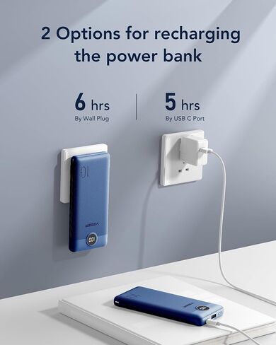 شاحن محمول VEGER لهاتف iPhone مع كابلات مدمجة ومقبس حائط، بنك طاقة USB C سريع الشحن بقدرة 10000 مللي أمبير في الساعة، حزمة بطارية أساسية للسفر متوافقة مع iPhone وiPad وSamsung وما إلى ذلك (كحلي) in Kuwait