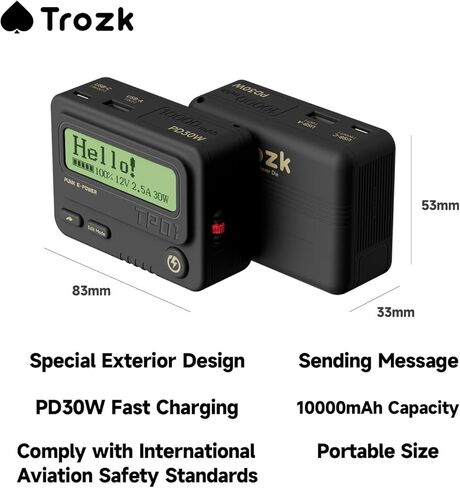 شاحن محمول، PD30W شحن سريع، بطارية احتياطية 10000 مللي أمبير في الساعة مع USB-C/USB-A، شاشة رقمية، إرسال رسالة، شاحن احتياطي لهاتف Samsung Google Pixel LG Moto iPhone iPad إلخ (أسود) in Kuwait