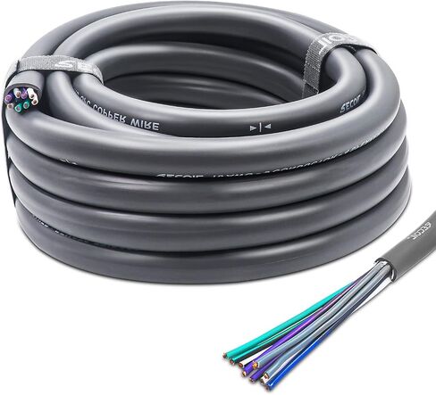 كابل مكبر صوت RECOIL بطول 20 قدمًا و9 موصلات، 16AWG Pure OFC، سترة فائقة المرونة وسهلة التقشير، وسلك مكبر صوت ذو 4 قنوات وسلك عن بعد in Saudi Arabia