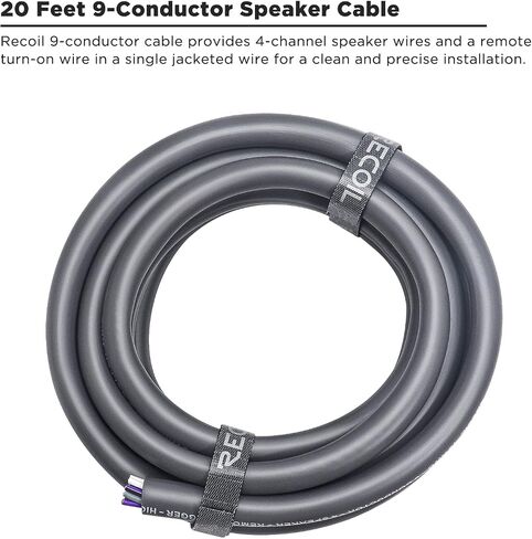 كابل مكبر صوت RECOIL بطول 20 قدمًا و9 موصلات، 16AWG Pure OFC، سترة فائقة المرونة وسهلة التقشير، وسلك مكبر صوت ذو 4 قنوات وسلك عن بعد in Saudi Arabia
