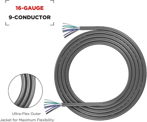 كابل مكبر صوت RECOIL بطول 20 قدمًا و9 موصلات، 16AWG Pure OFC، سترة فائقة المرونة وسهلة التقشير، وسلك مكبر صوت ذو 4 قنوات وسلك عن بعد in Saudi Arabia