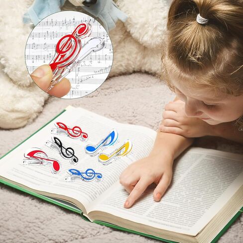 YOKIVE 20 Pcs Music Note Clips, Plastic Music Book Clip, Decoration and Marking, Great for Office/Piano Room (5 Colors, 2.8 x 1.2 Inch) in Saudi Arabia