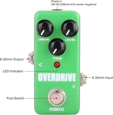 Overdrive Guitar Mini Effects Pedal - Perfect for Guitar and Bass Players! Portable Accessory in Green - FOD3 in Saudi Arabia