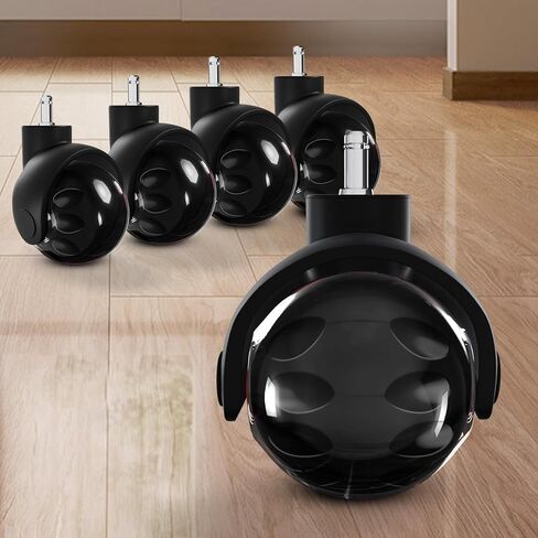 مجموعة عجلات عجلات كرسي المكتب مكونة من 5 قطع - بديلة لسجادة كراسي المكتب آمنة لجميع الأرضيات بما في ذلك الخشب الصلب - استبدال المطاط 2 بوصة - ناعمة وصامتة - حجم عالمي (11 × 22 مم) - أسود in Kuwait