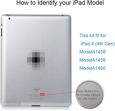 لقطع غيار شاشة اللمس، محول رقمي زجاجي لجهاز Ipad 4 + كابل هوائي WiFi ومجموعة أدوات احترافية (أبيض) in Kuwait