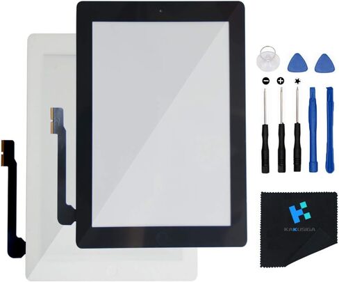 متوافق مع جهاز iPad الجيل الثالث من استبدال محول الأرقام الزجاجية لشاشة اللمس، وزر الصفحة الرئيسية المرن، والشريط اللاصق، ومجموعة أدوات الإصلاح (أسود) in Kuwait