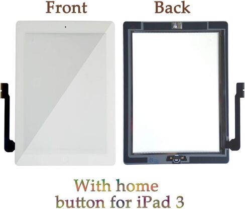 متوافق مع جهاز iPad الجيل الثالث من استبدال محول الأرقام الزجاجية لشاشة اللمس، وزر الصفحة الرئيسية المرن، والشريط اللاصق، ومجموعة أدوات الإصلاح (أسود) in Kuwait